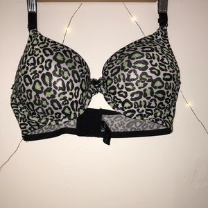 mint green cheetah print bra